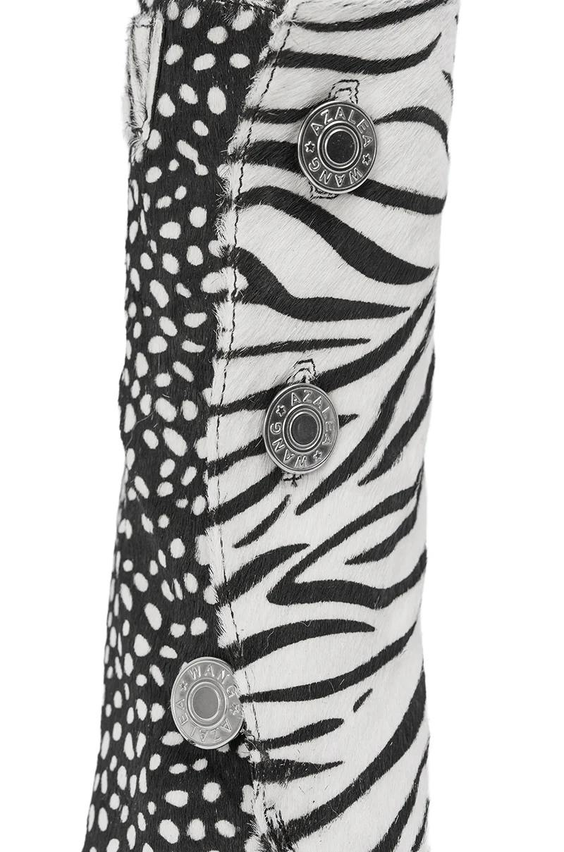 AZALEA WANG DOROTHY BLACK CHEETAH CALF HAIR PRINTED STILETTO BOOTIE - Image 7