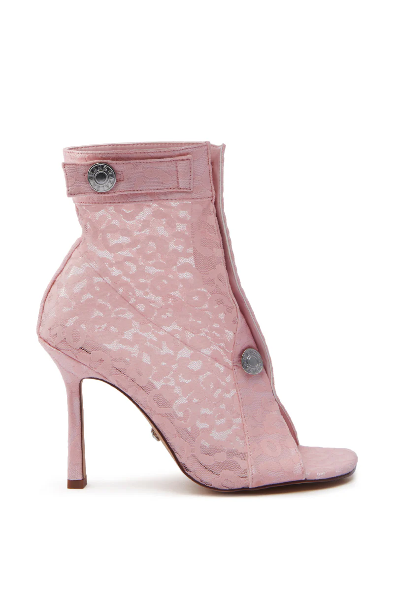 AZALEA WANG DOROTHY PINK LEOPARD LACE OPEN TOE BOOTIE - Image 4