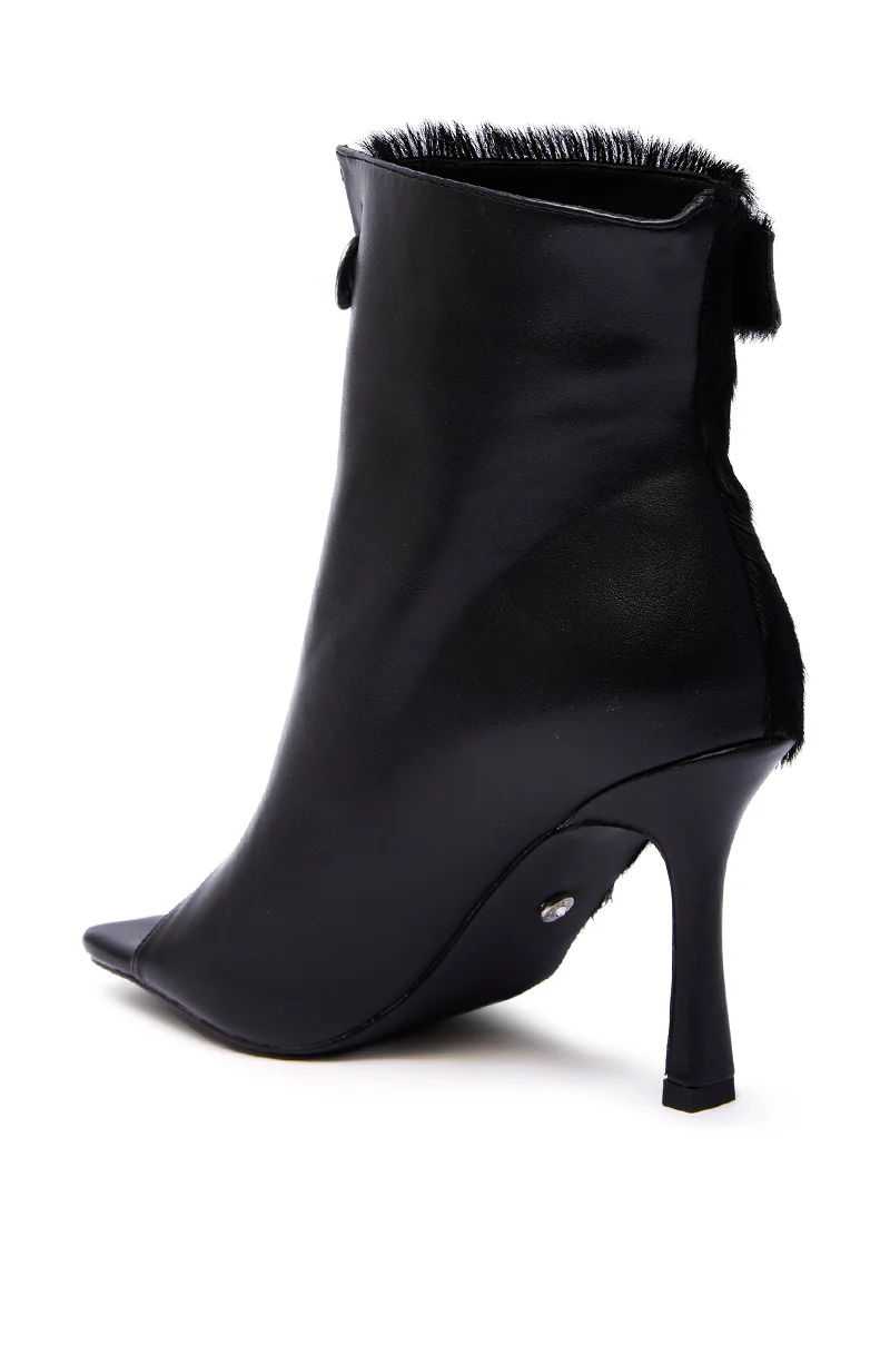 AZALEA WANG DORTHANDRA BLACK PONY HAIR PANELED OPEN TOE BOOTIE - Image 7