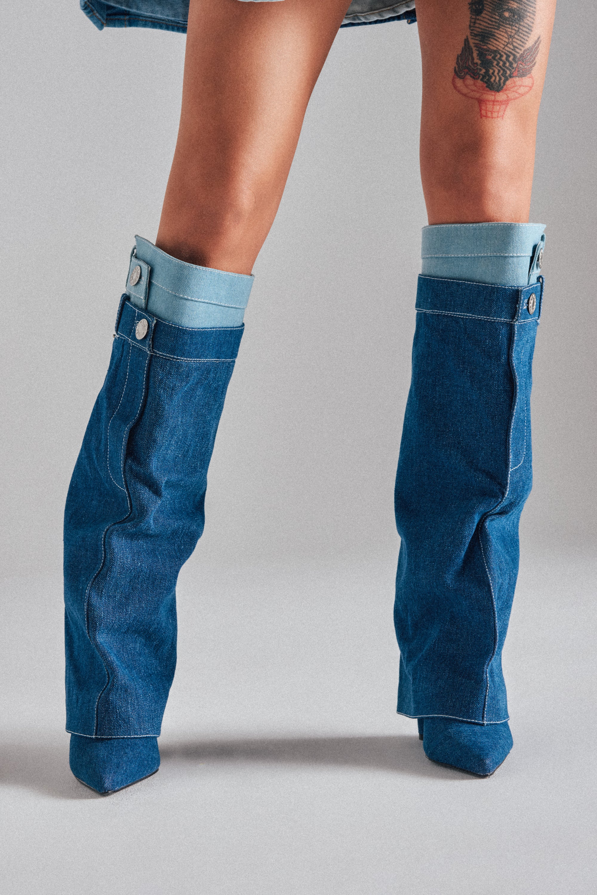 AZALEA WANG DOUBLE FLY DENIM CHUNKY BOOT - Image 2
