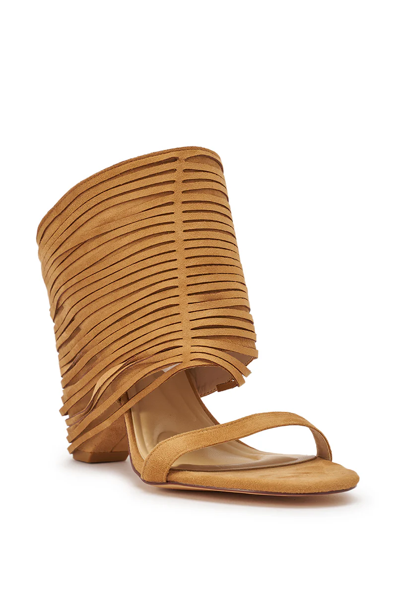AZALEA WANG DREIA CAMEL FRINGE WEDGE SANDAL - Image 6