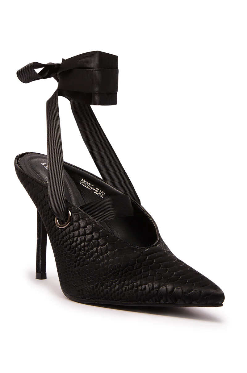 AZALEA WANG DRODZOV BLACK LIQUID LUXE RIBBON TIE PUMP - Image 7