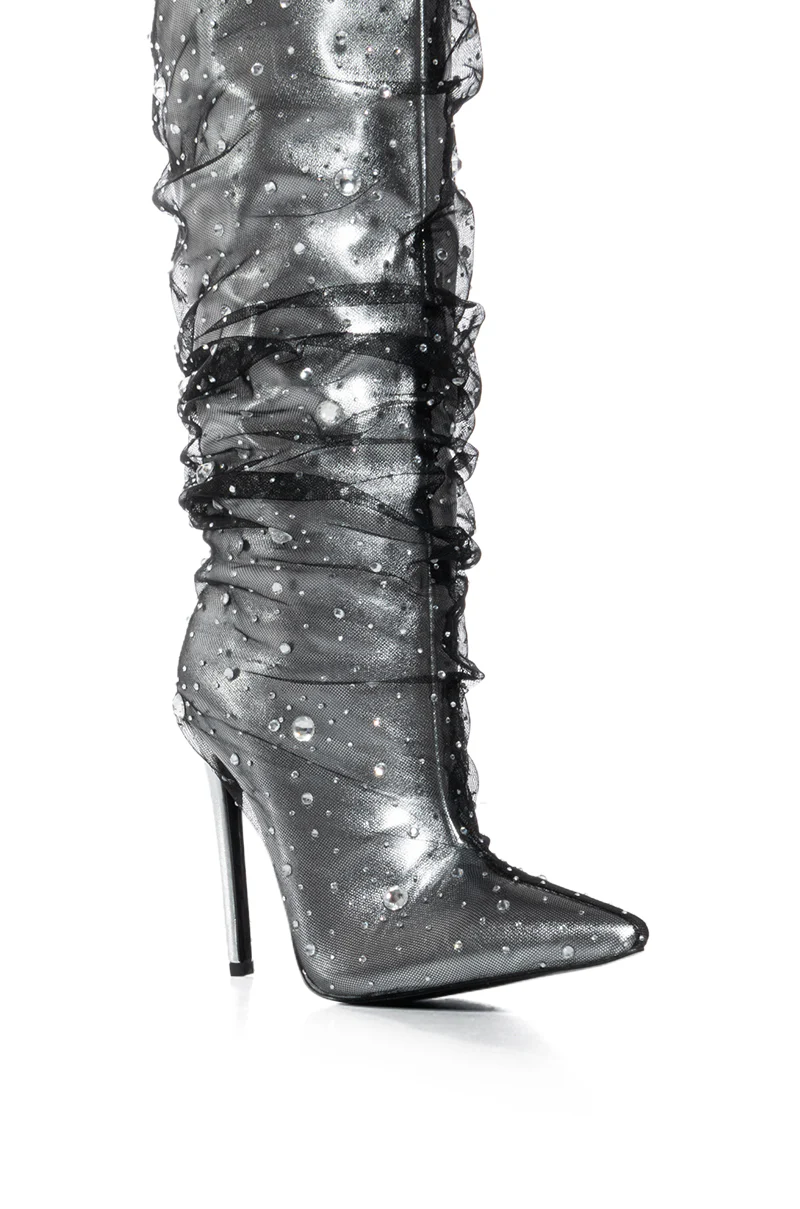 AZALEA WANG DULCIE SILVER EMBELLISHED BOOT - Image 8