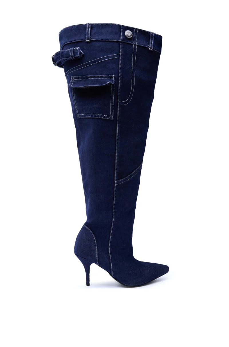 AZALEA WANG DUSTAN DENIM THIGH STILETTO BOOT - Image 4