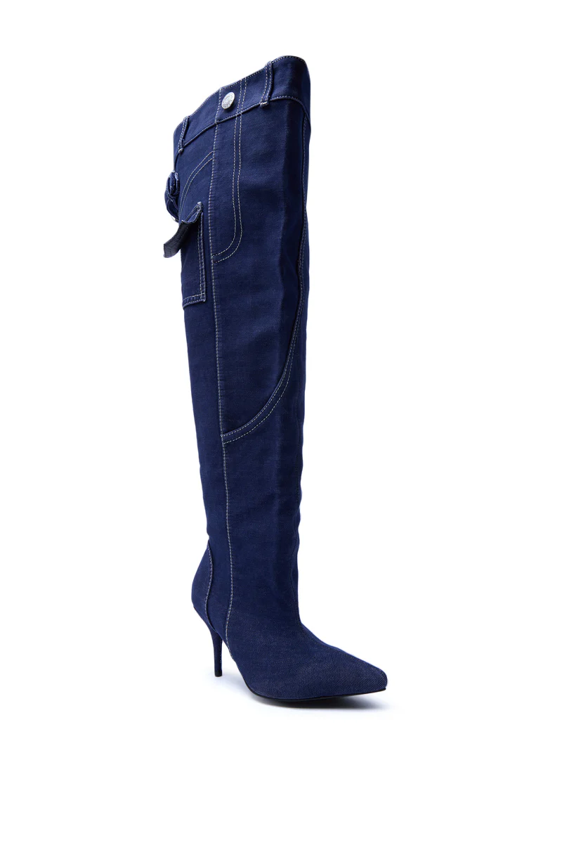AZALEA WANG DUSTAN DENIM THIGH STILETTO BOOT - Image 5