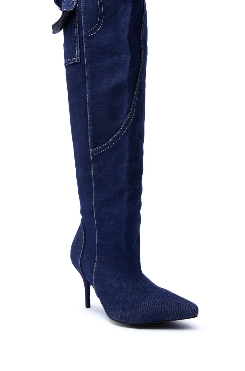 AZALEA WANG DUSTAN DENIM THIGH STILETTO BOOT - Image 7