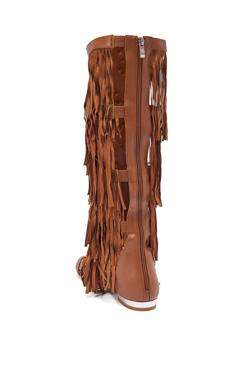 AZALEA WANG DUSTINE BROWN GLADIATOR EMBELLISHED SANDAL - Image 7