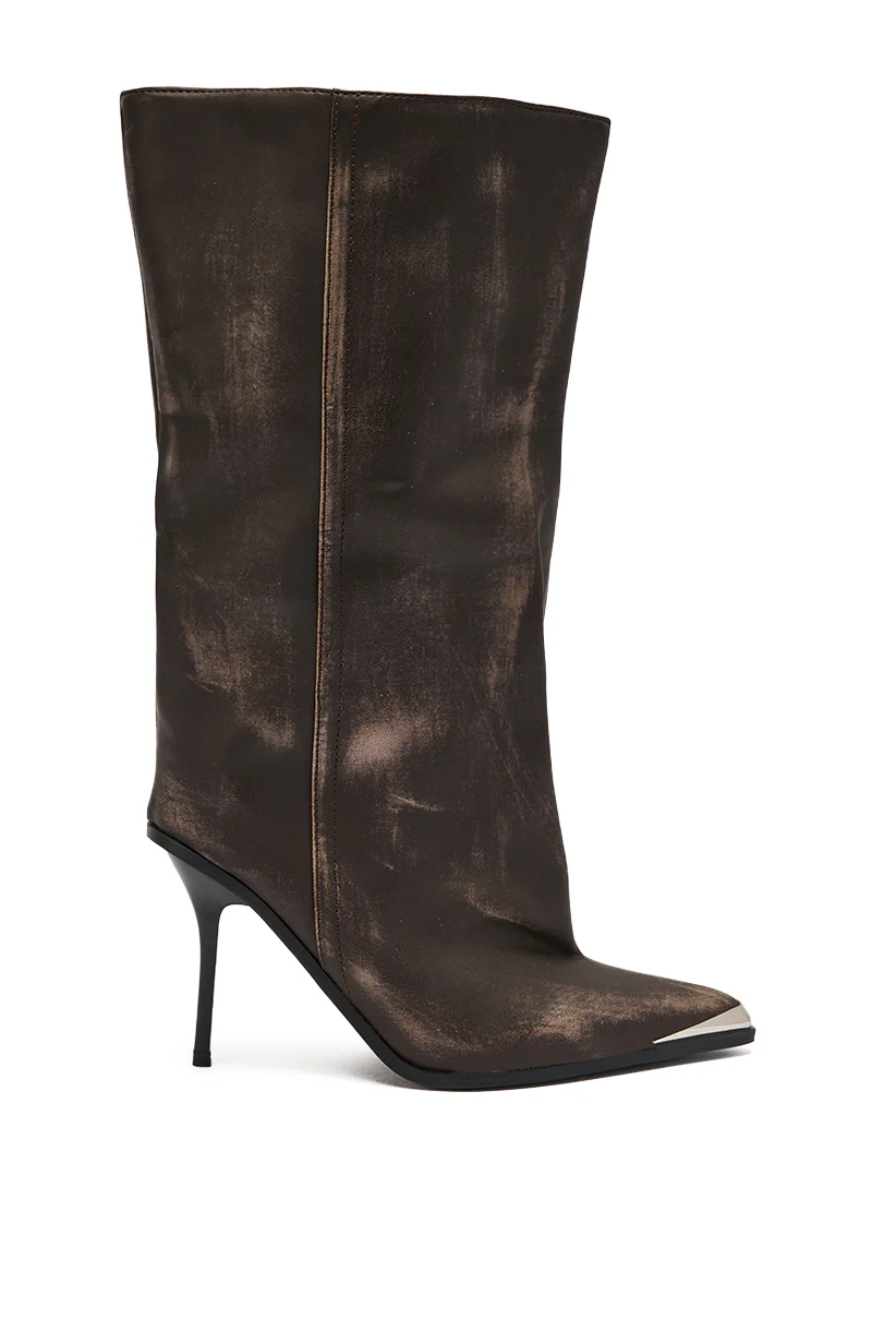 AZALEA WANG DUSTY BROWN WEATHERED PU BOOT - Image 4