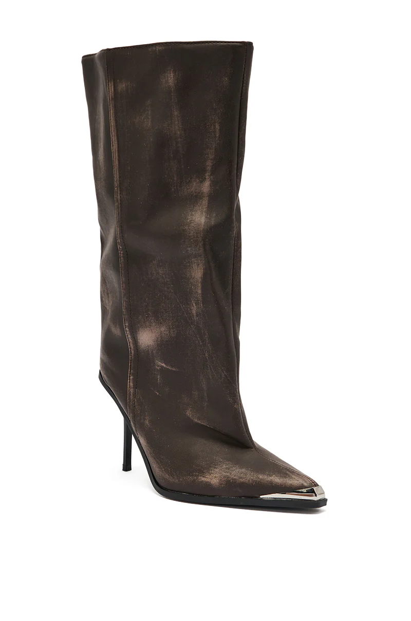 AZALEA WANG DUSTY BROWN WEATHERED PU BOOT - Image 5