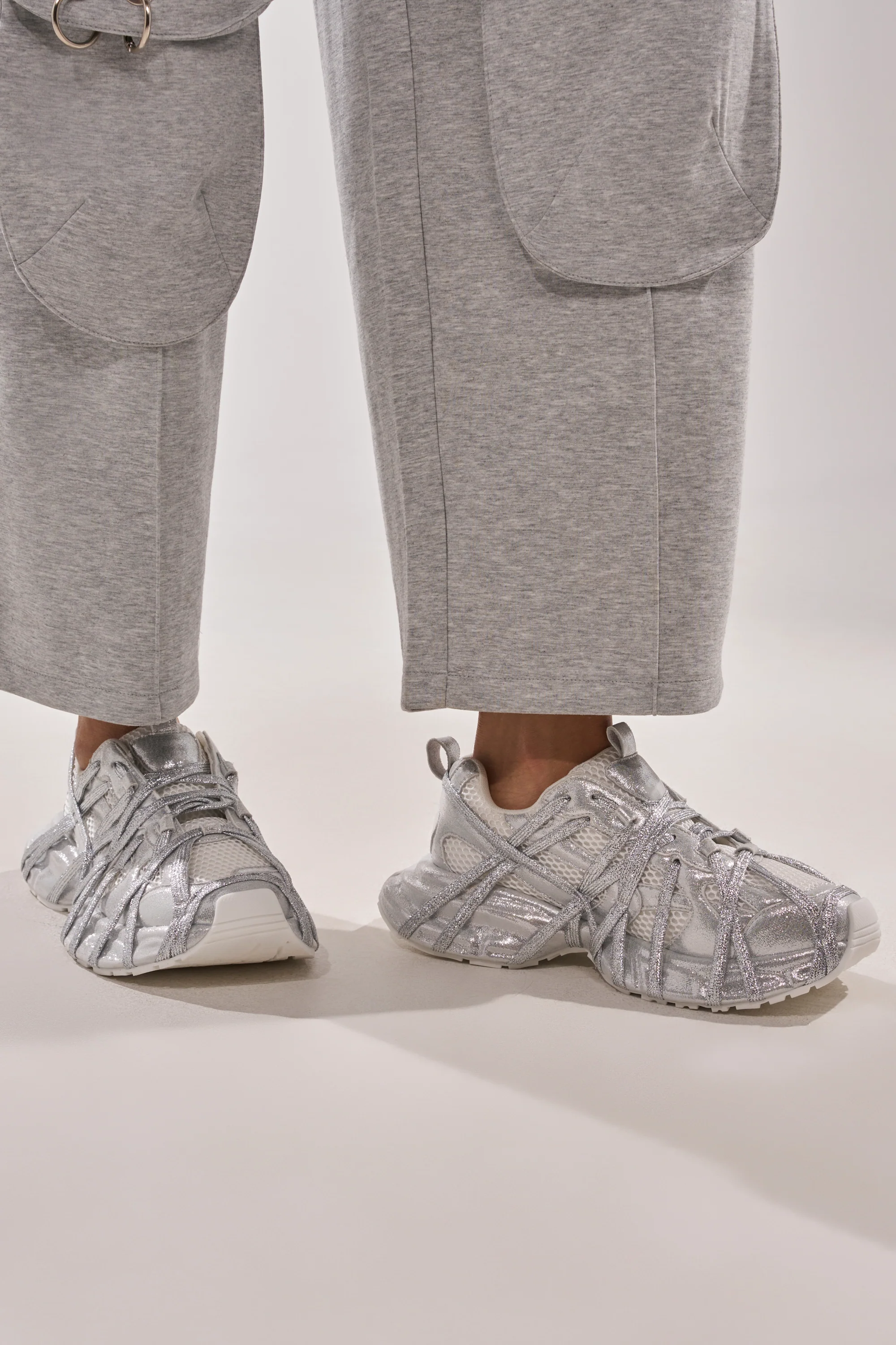 AZALEA WANG EADY SILVER EMBELLISHED BLOCK SNEAKER - Image 2