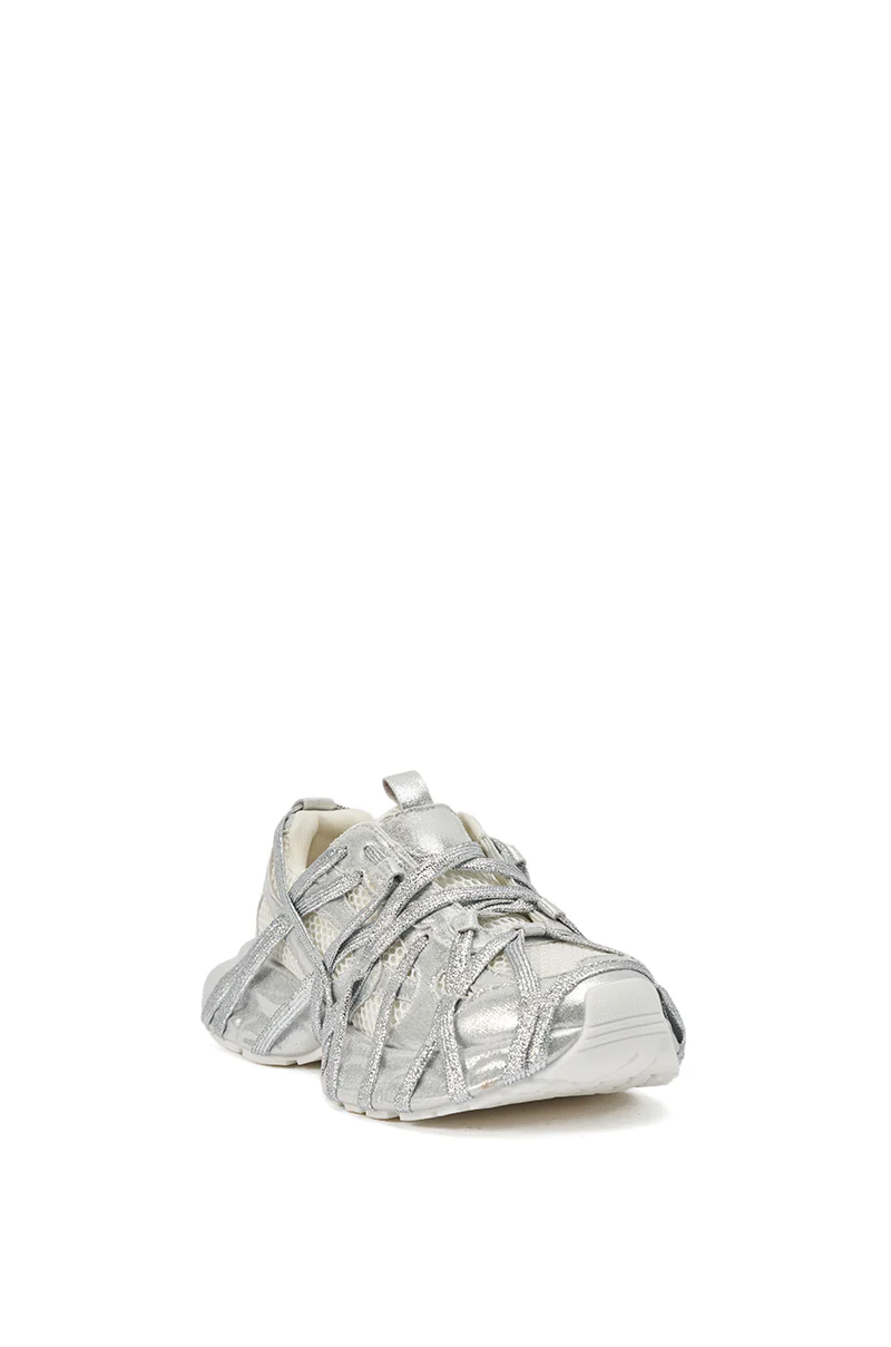 AZALEA WANG EADY SILVER EMBELLISHED BLOCK SNEAKER - Image 5