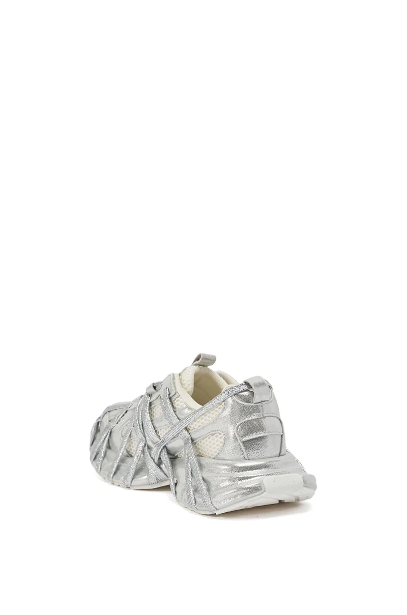 AZALEA WANG EADY SILVER EMBELLISHED BLOCK SNEAKER - Image 6
