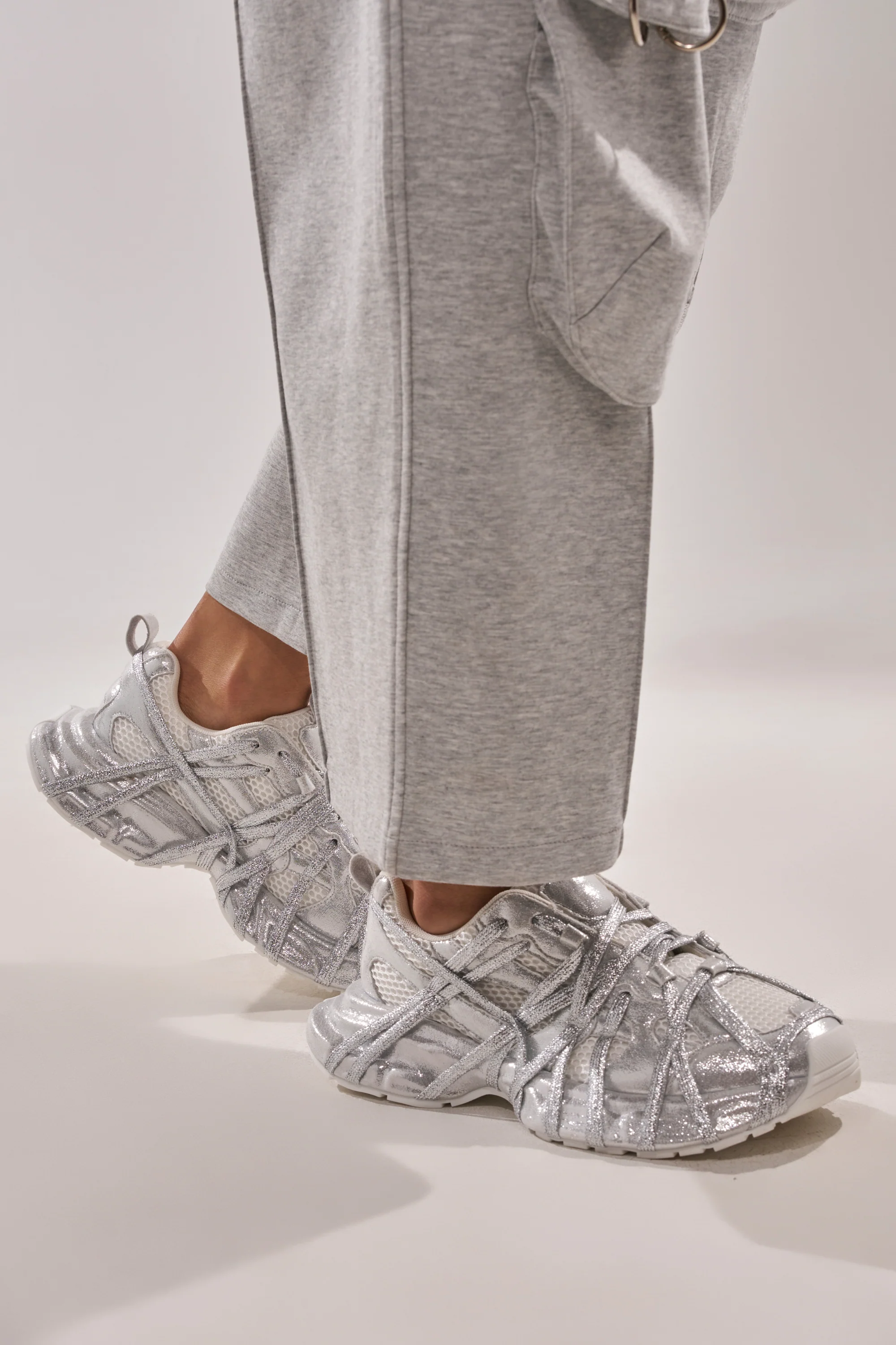 AZALEA WANG EADY SILVER EMBELLISHED BLOCK SNEAKER - Image 8