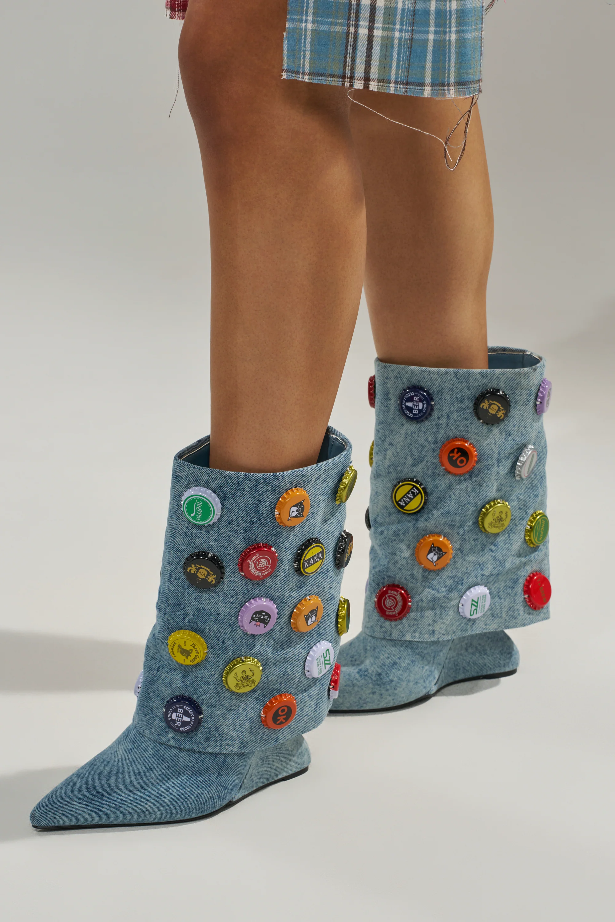 AZALEA WANG EAVEN WEDGE EMBELLISHED DENIM BOOTIE - Image 2