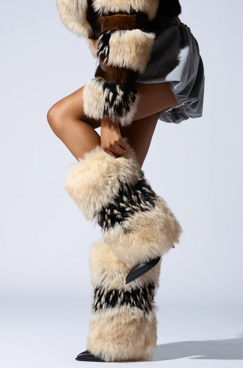 AZALEA WANG EKKO MULTI FUR STILETTO BOOT - Image 5