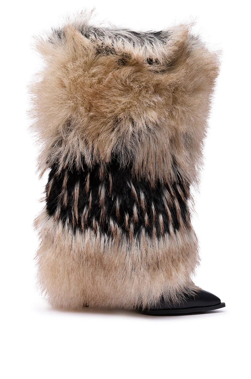 AZALEA WANG EKKO MULTI FUR STILETTO BOOT - Image 7