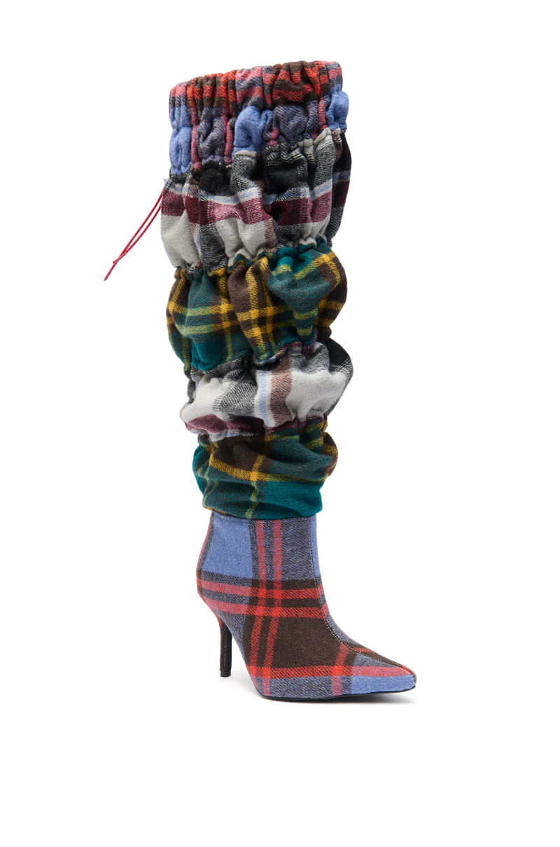 AZALEA WANG ELODIE PLAID MULTI FLANNEL STILETTO BOOT - Image 3
