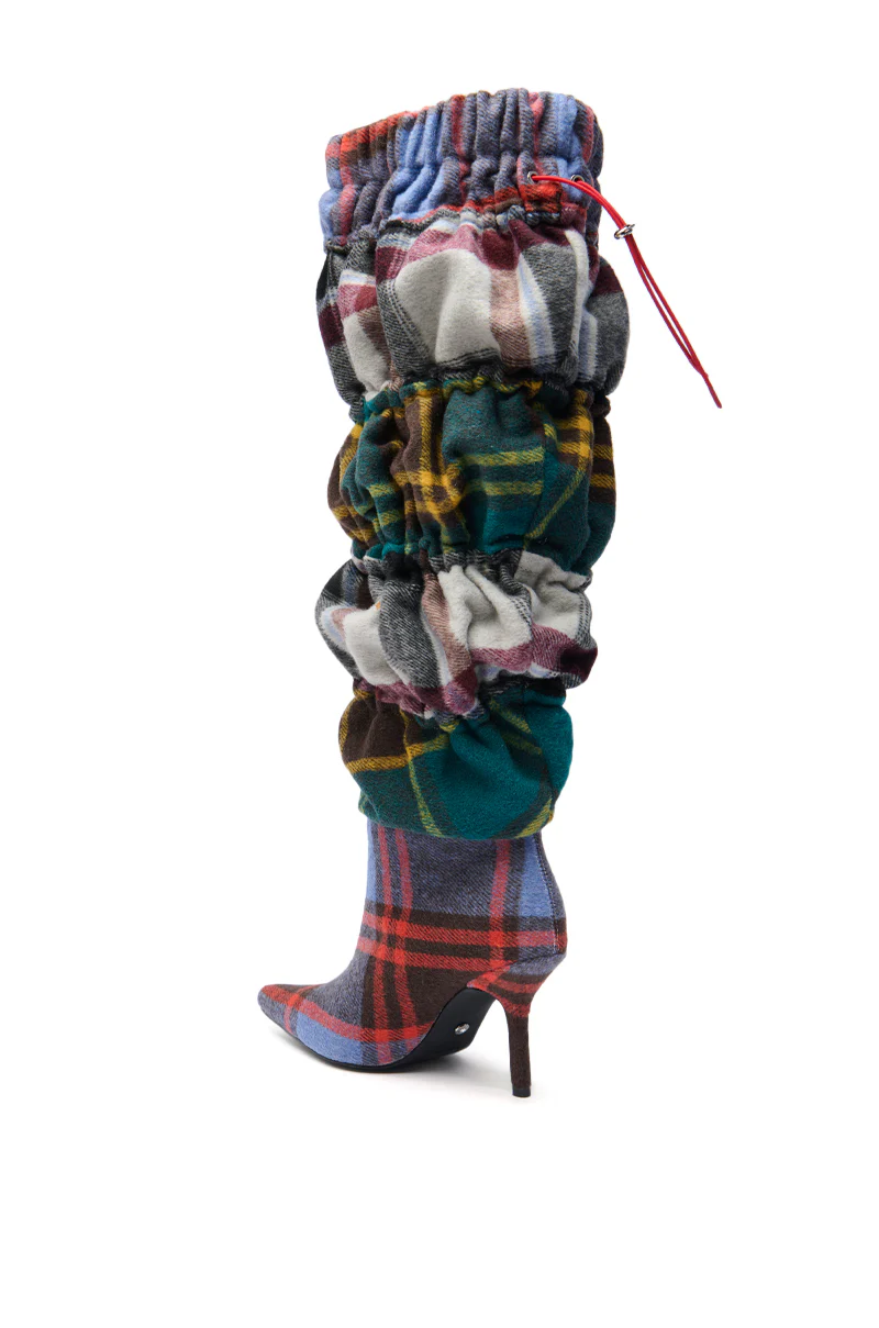 AZALEA WANG ELODIE PLAID MULTI FLANNEL STILETTO BOOT - Image 4
