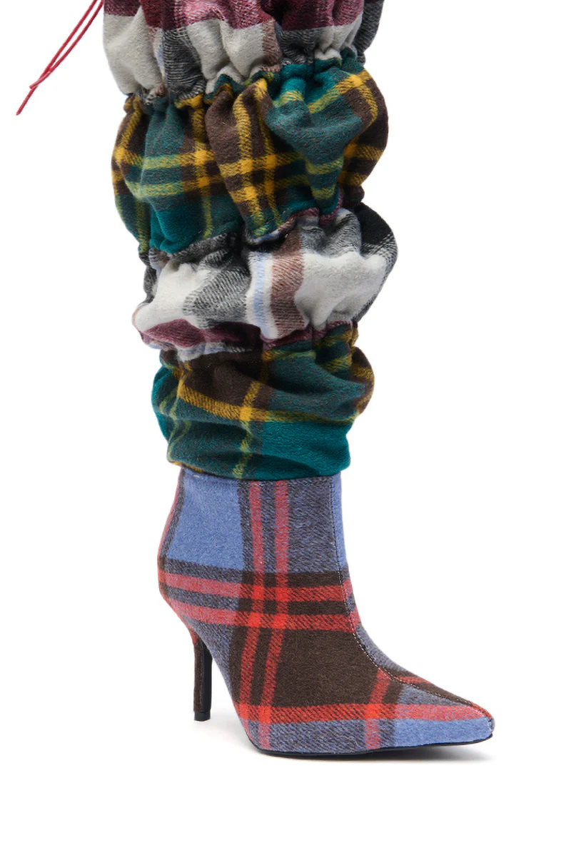 AZALEA WANG ELODIE PLAID MULTI FLANNEL STILETTO BOOT - Image 5