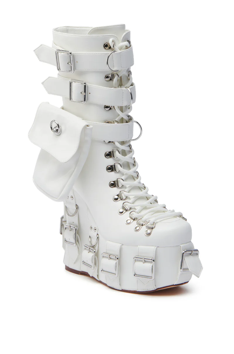 AZALEA WANG ELOWYN WHITE EDGY WEDGE BOOT - Image 5