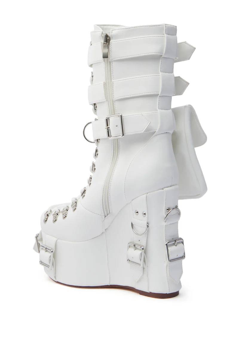 AZALEA WANG ELOWYN WHITE EDGY WEDGE BOOT - Image 6