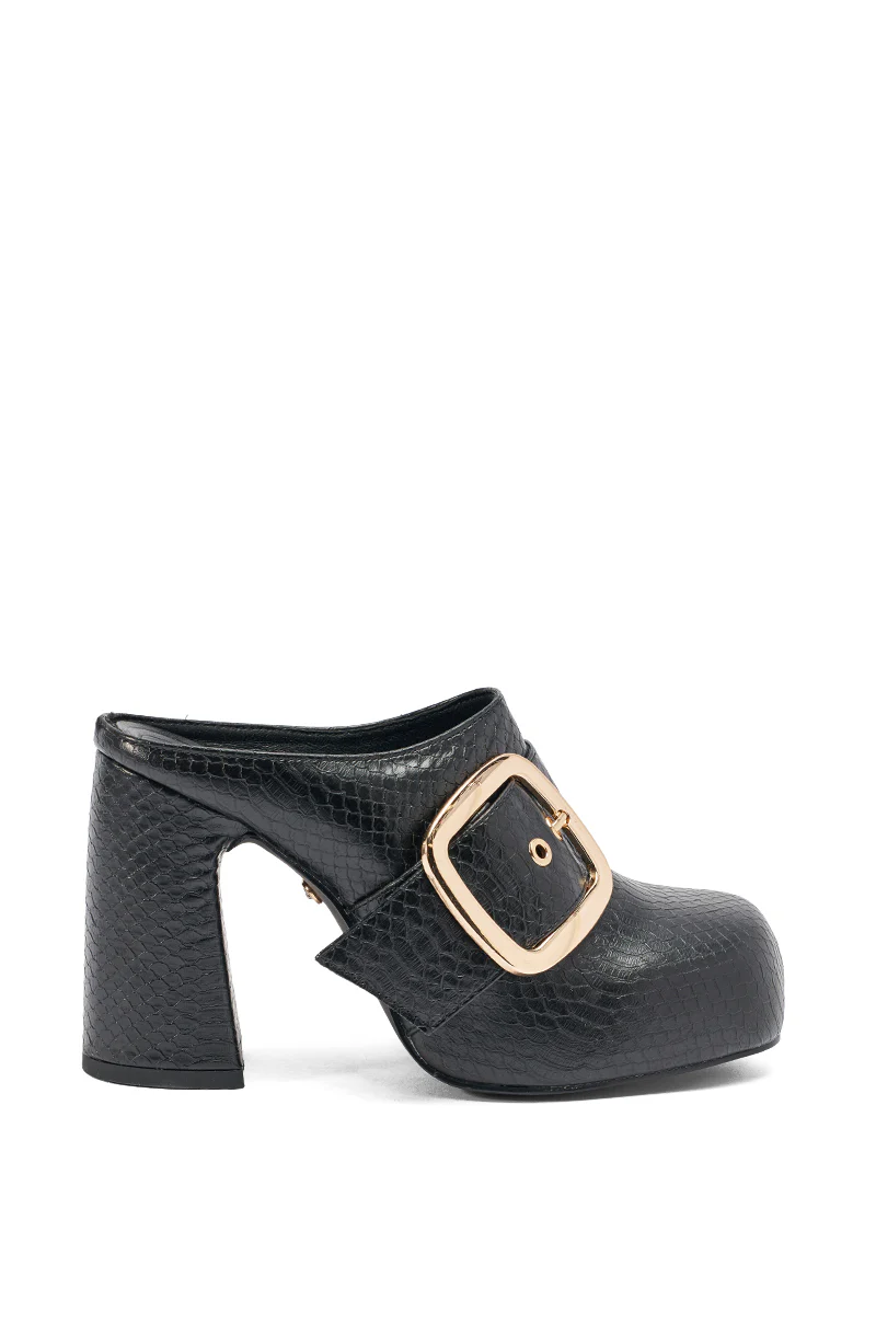 AZALEA WANG ELYSIA BLACK PU ROUND TOE MULE - Image 4
