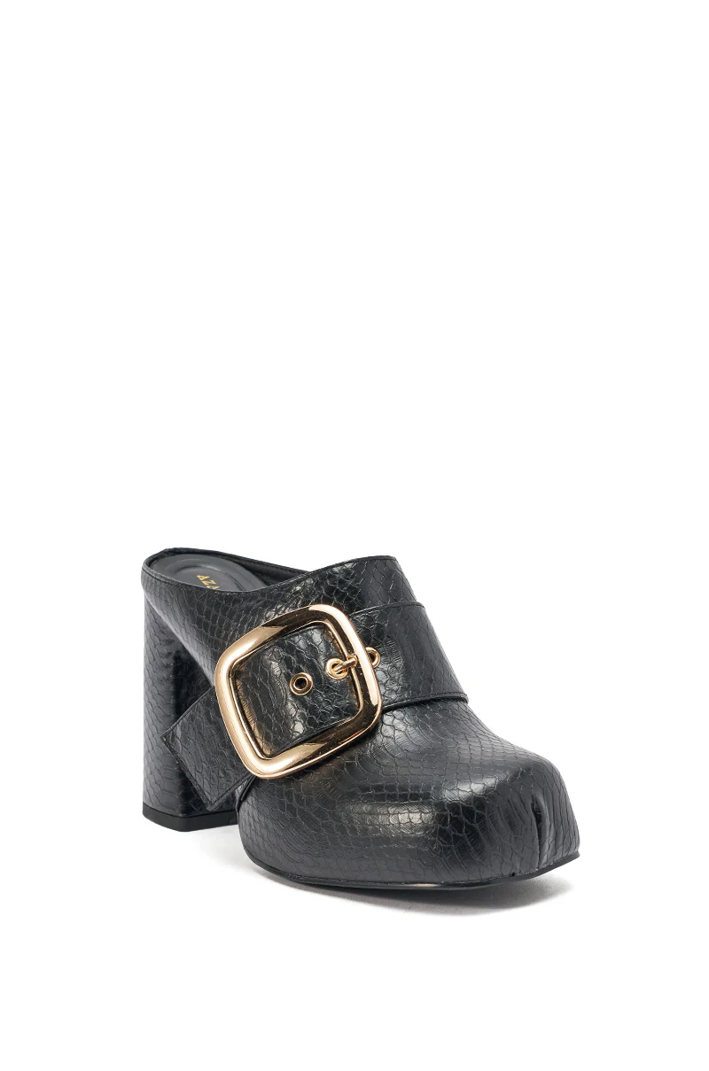 AZALEA WANG ELYSIA BLACK PU ROUND TOE MULE - Image 5