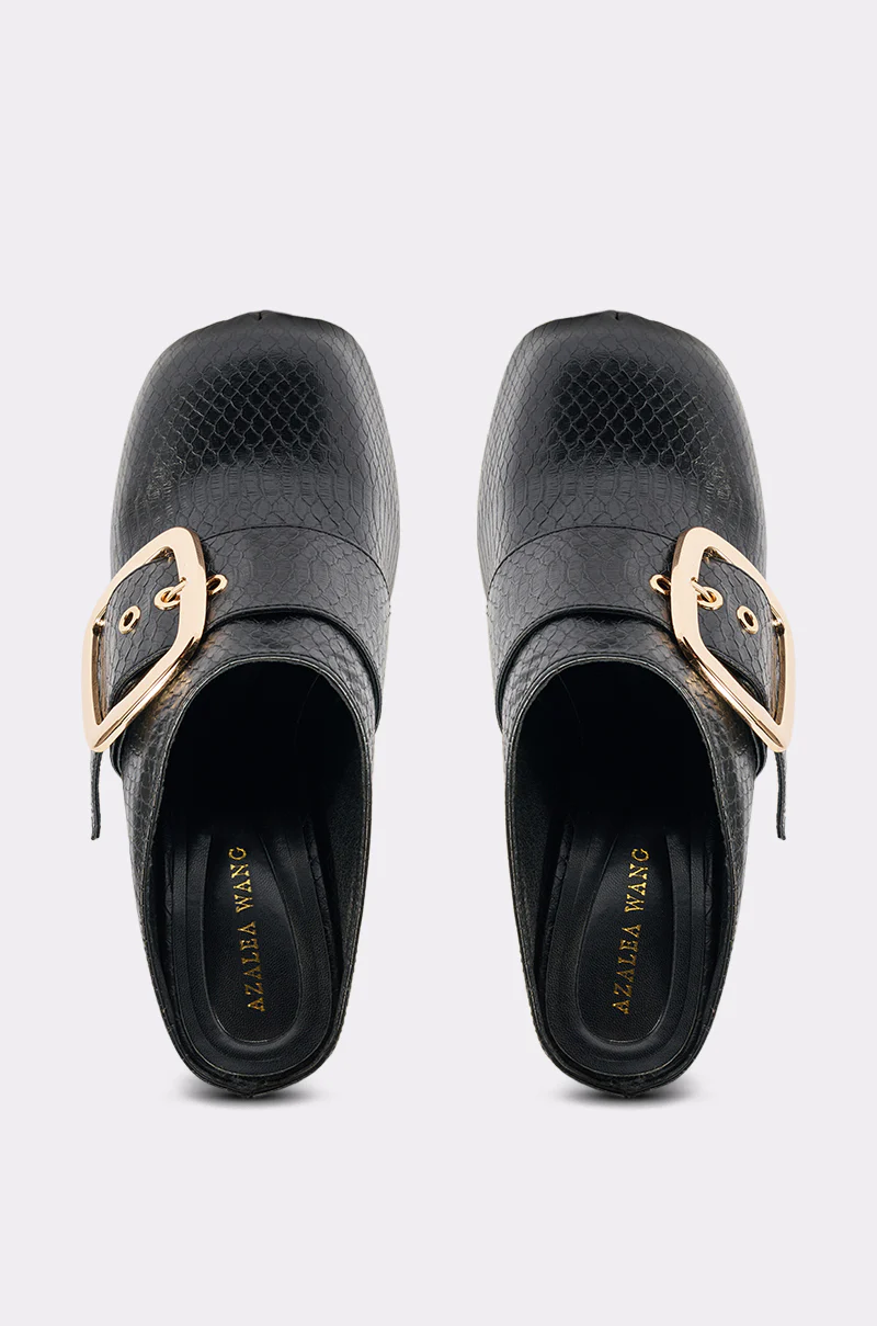 AZALEA WANG ELYSIA BLACK PU ROUND TOE MULE - Image 7