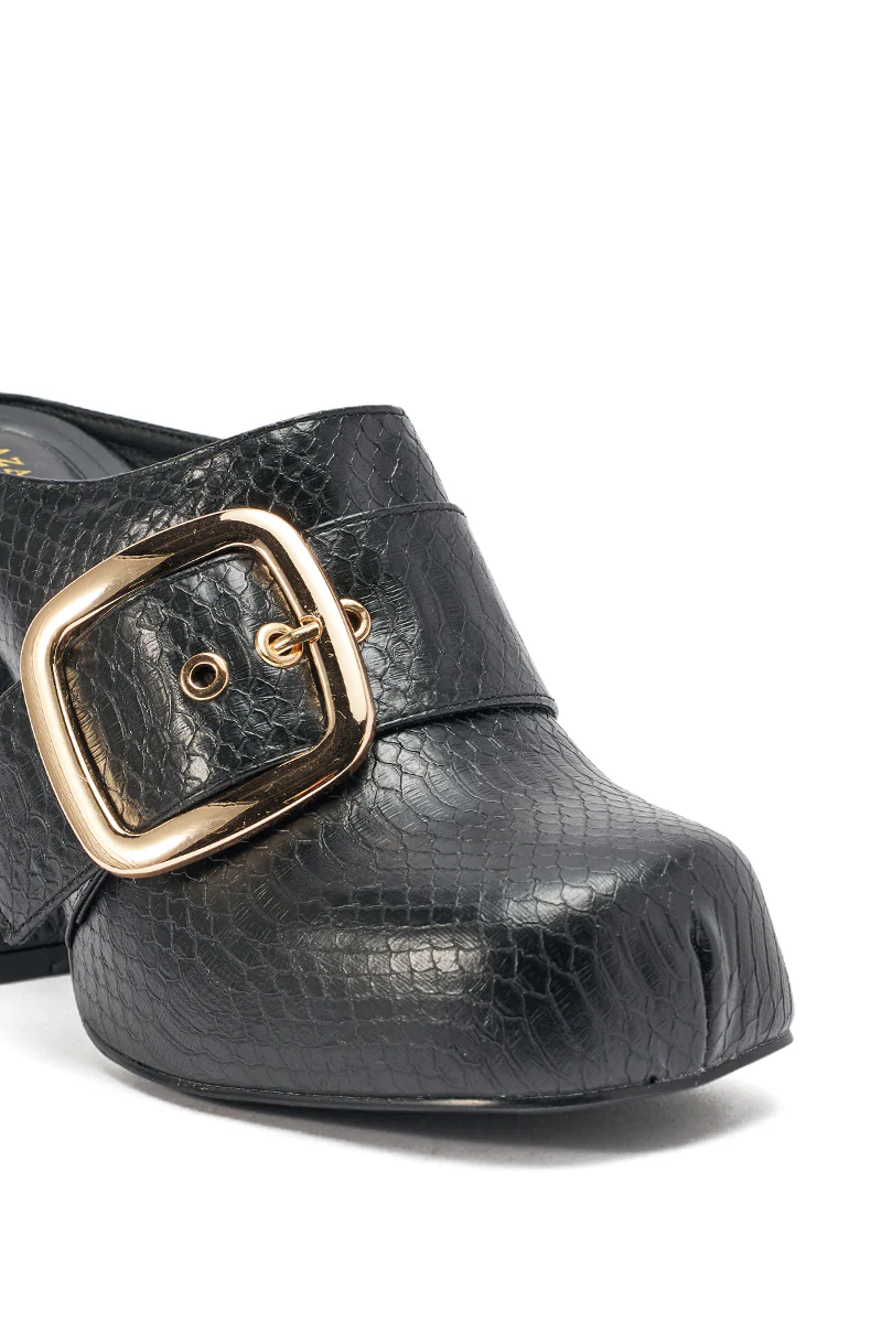 AZALEA WANG ELYSIA BLACK PU ROUND TOE MULE - Image 8