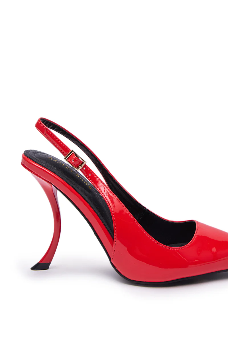 AZALEA WANG EMANUELA RED SHARP TOE SLING BACK PUMP - Image 10