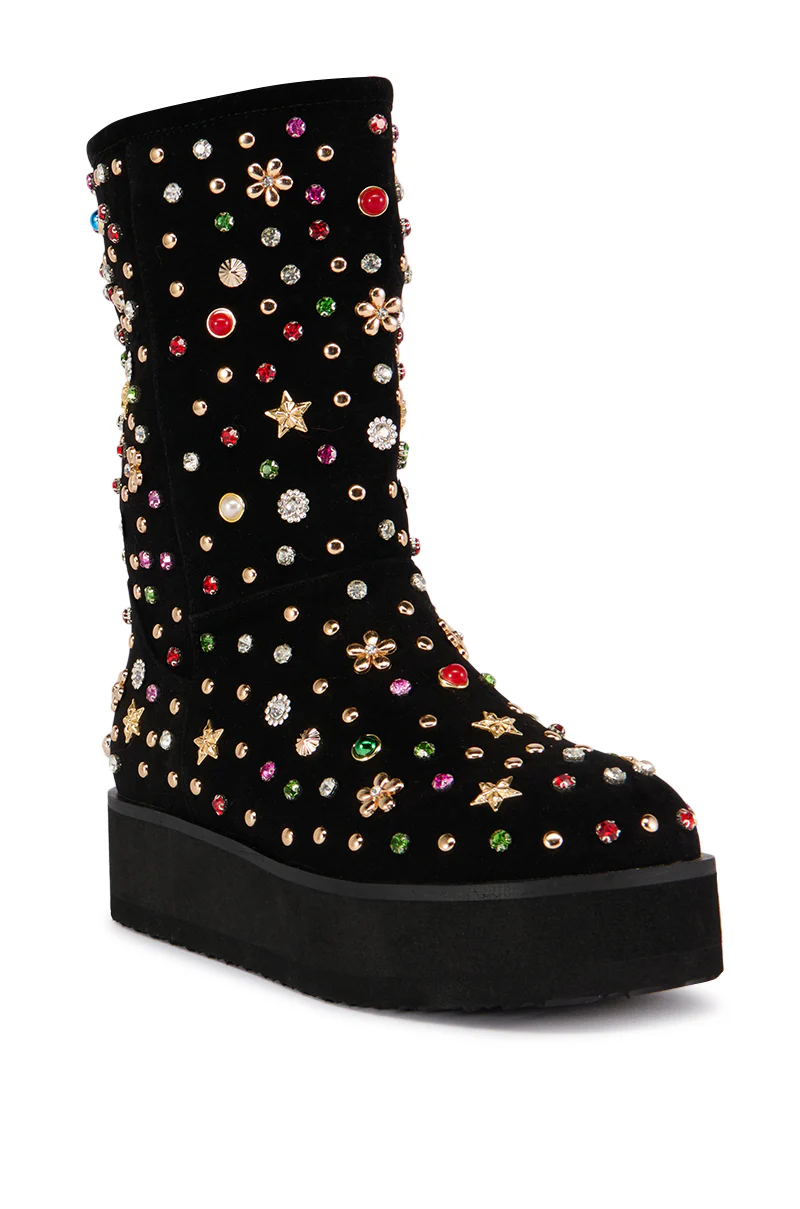 AZALEA WANG EMBELLISHED RHINESTONE BOOTIE IN BLACK - Image 3