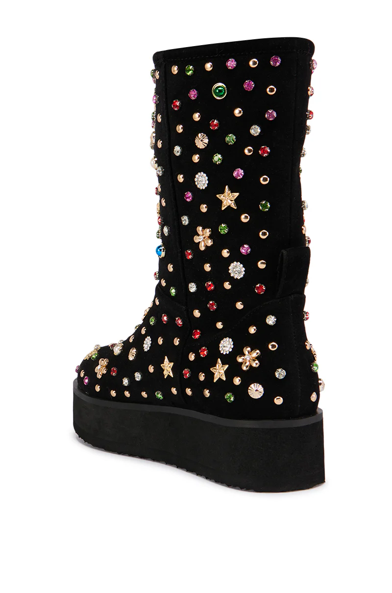 AZALEA WANG EMBELLISHED RHINESTONE BOOTIE IN BLACK - Image 4