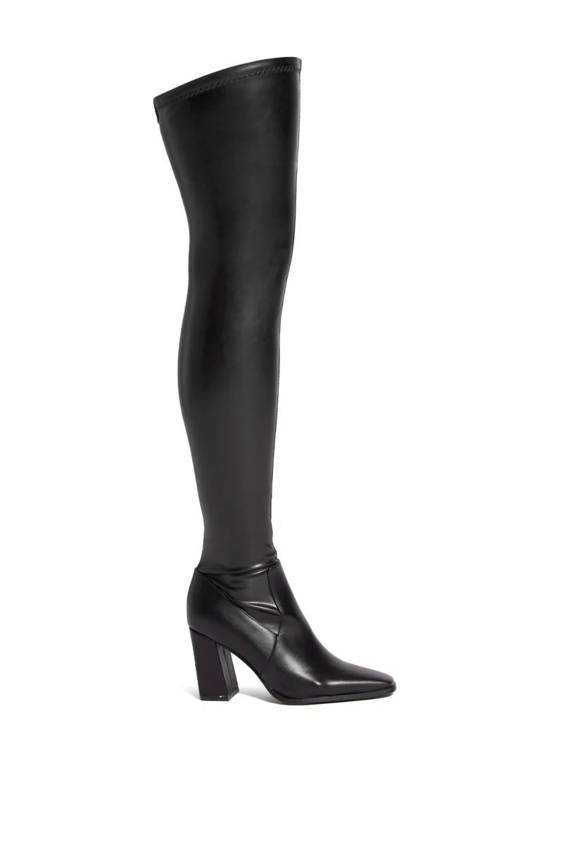 AZALEA WANG ERAQUS BLACK OVER THE KNEE BLACK CHUNKY BOOT - Image 4