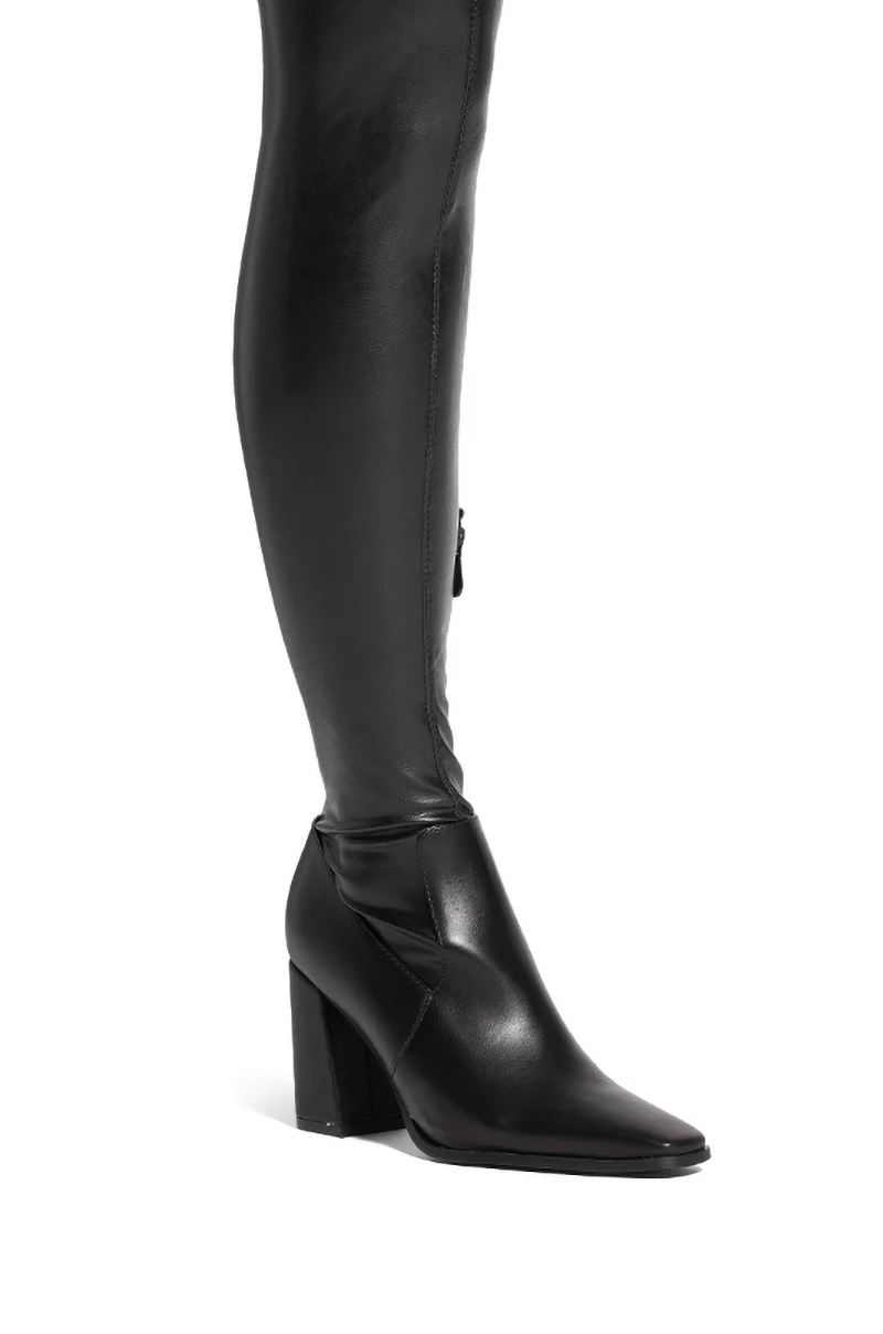 AZALEA WANG ERAQUS BLACK OVER THE KNEE BLACK CHUNKY BOOT - Image 7