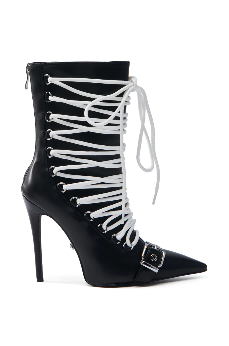 AZALEA WANG ERYX BLACK LACE UP STILETTO BOOTIE - Image 3