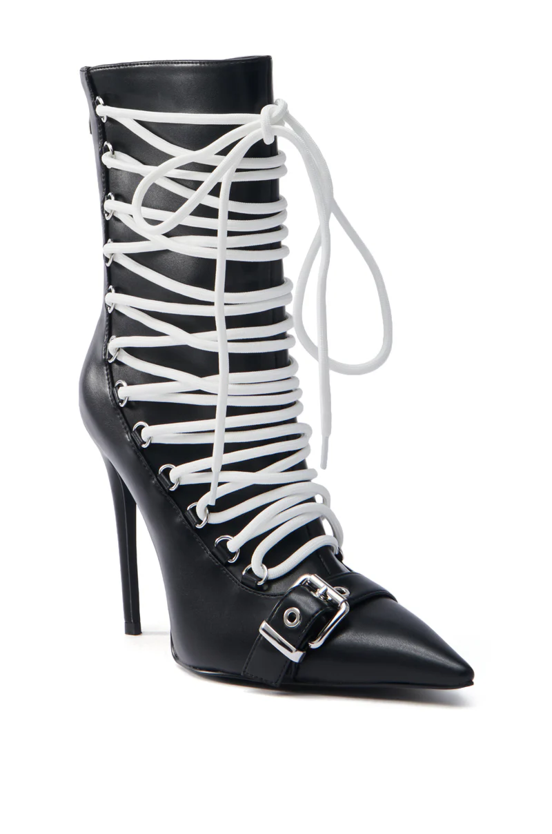 AZALEA WANG ERYX BLACK LACE UP STILETTO BOOTIE - Image 4