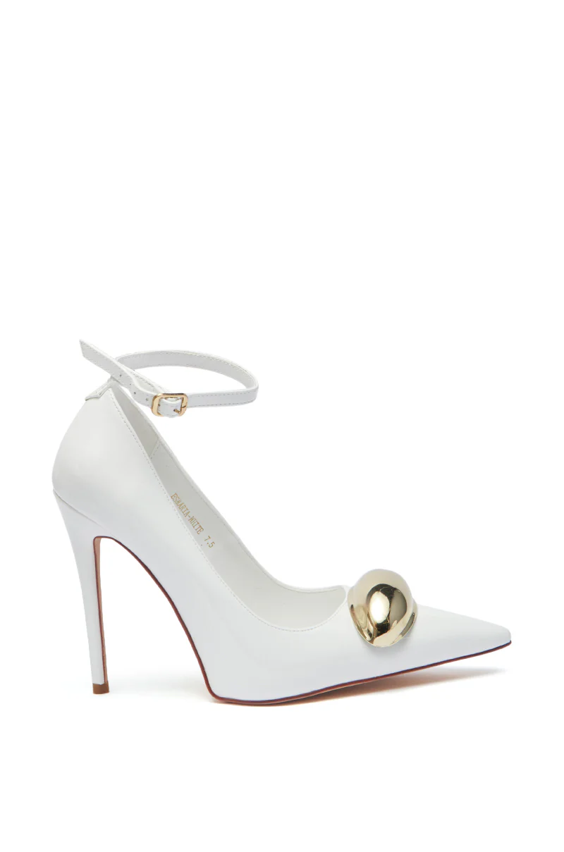 AZALEA WANG ESMARIA WHITE METAL EMEBELLISHED PUMP - Image 8