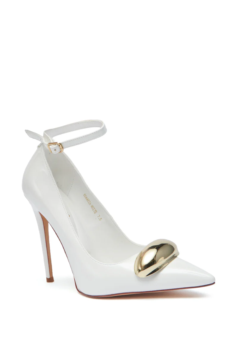 AZALEA WANG ESMARIA WHITE METAL EMEBELLISHED PUMP - Image 9