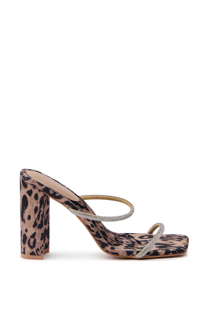 AZALEA WANG EULALIA LEOPARD SLIP ON SANDAL WITH RHINESTONE STRAPS - Image 3
