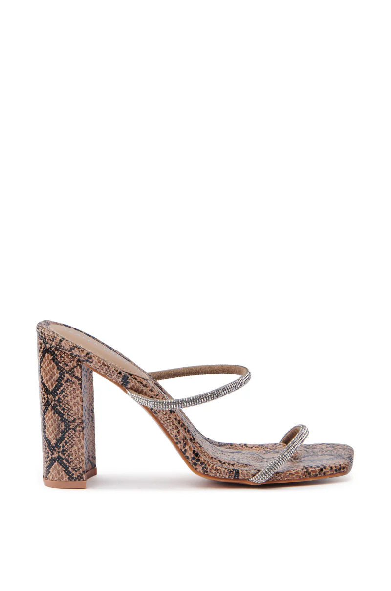 AZALEA WANG EULALIA SNAKE SLIP ON SANDAL WITH RHINESTONE STRAPS - Image 2