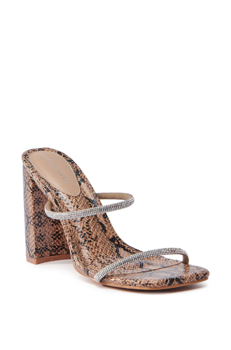 AZALEA WANG EULALIA SNAKE SLIP ON SANDAL WITH RHINESTONE STRAPS - Image 3