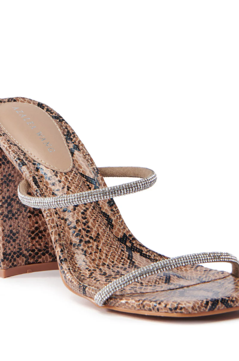 AZALEA WANG EULALIA SNAKE SLIP ON SANDAL WITH RHINESTONE STRAPS - Image 5