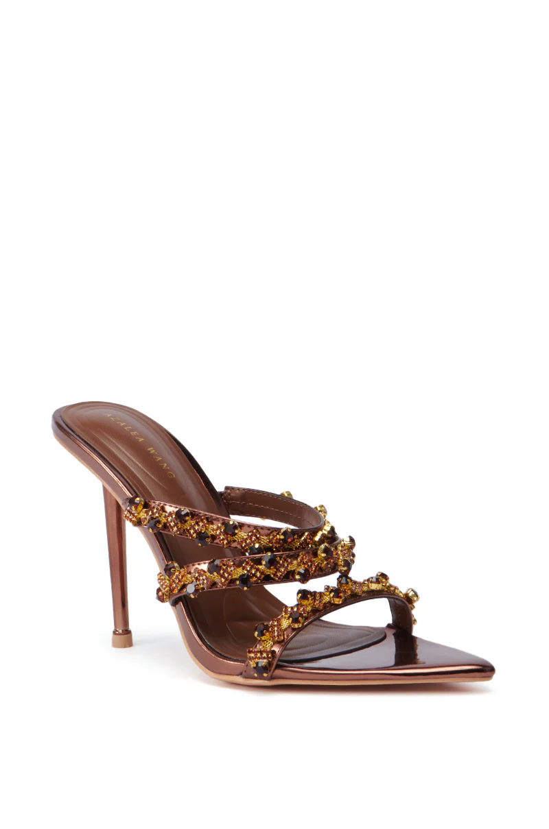 AZALEA WANG EUREKA BRONZE EMBELLISHED STILETTO SANDAL - Image 5