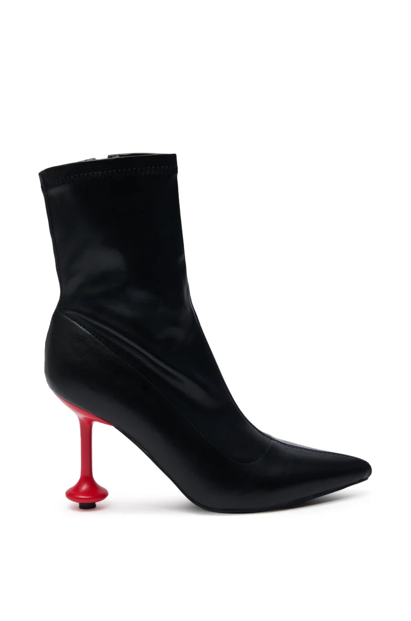 AZALEA WANG FABBRI BLACK BOOTIE WITH RED HEEL - Image 2