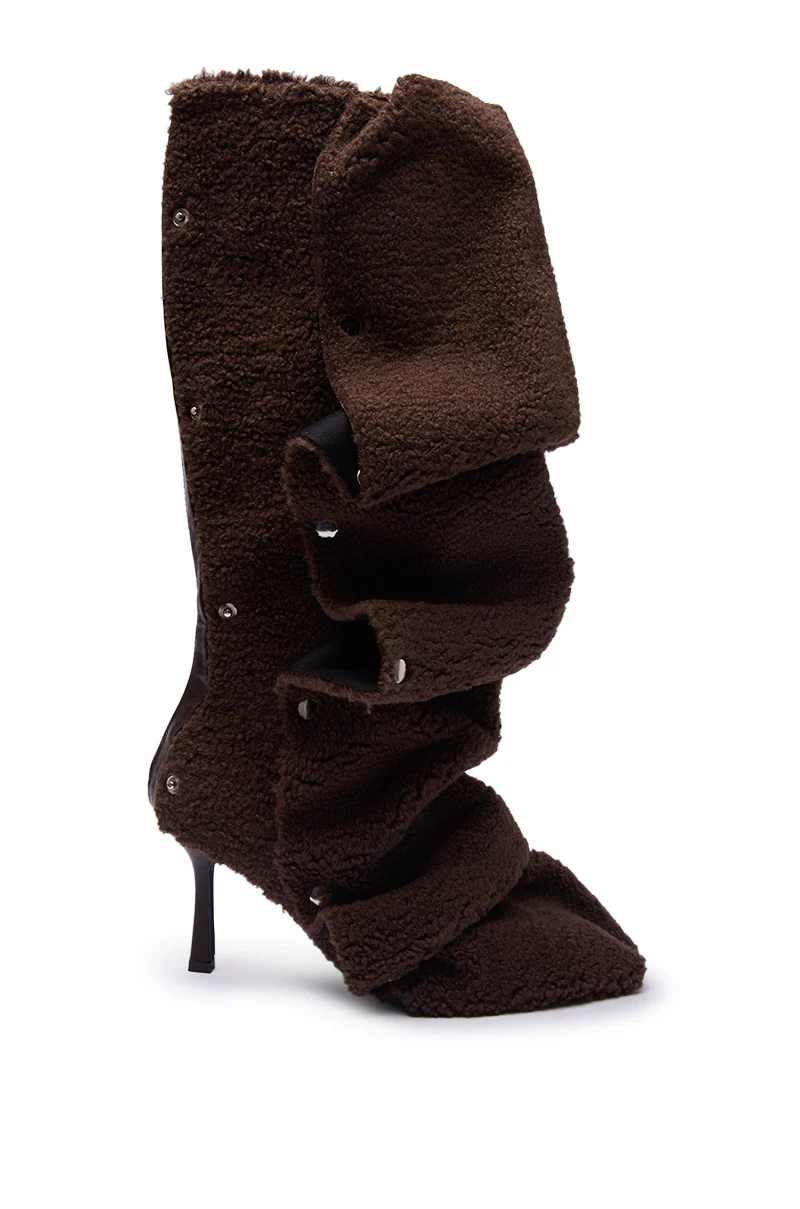 AZALEA WANG FABIAN BROWN SHERPA FOLDED DETAIL BOOT - Image 4