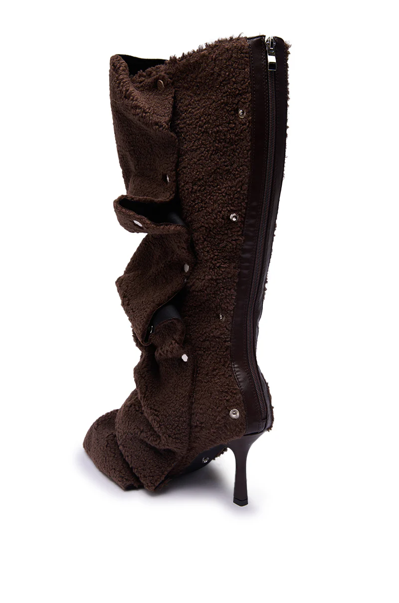 AZALEA WANG FABIAN BROWN SHERPA FOLDED DETAIL BOOT - Image 6