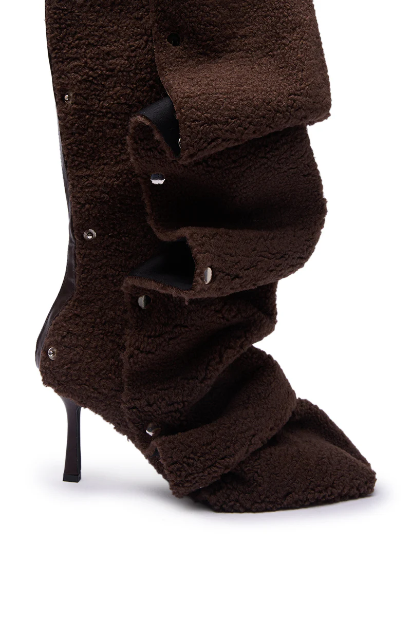 AZALEA WANG FABIAN BROWN SHERPA FOLDED DETAIL BOOT - Image 7