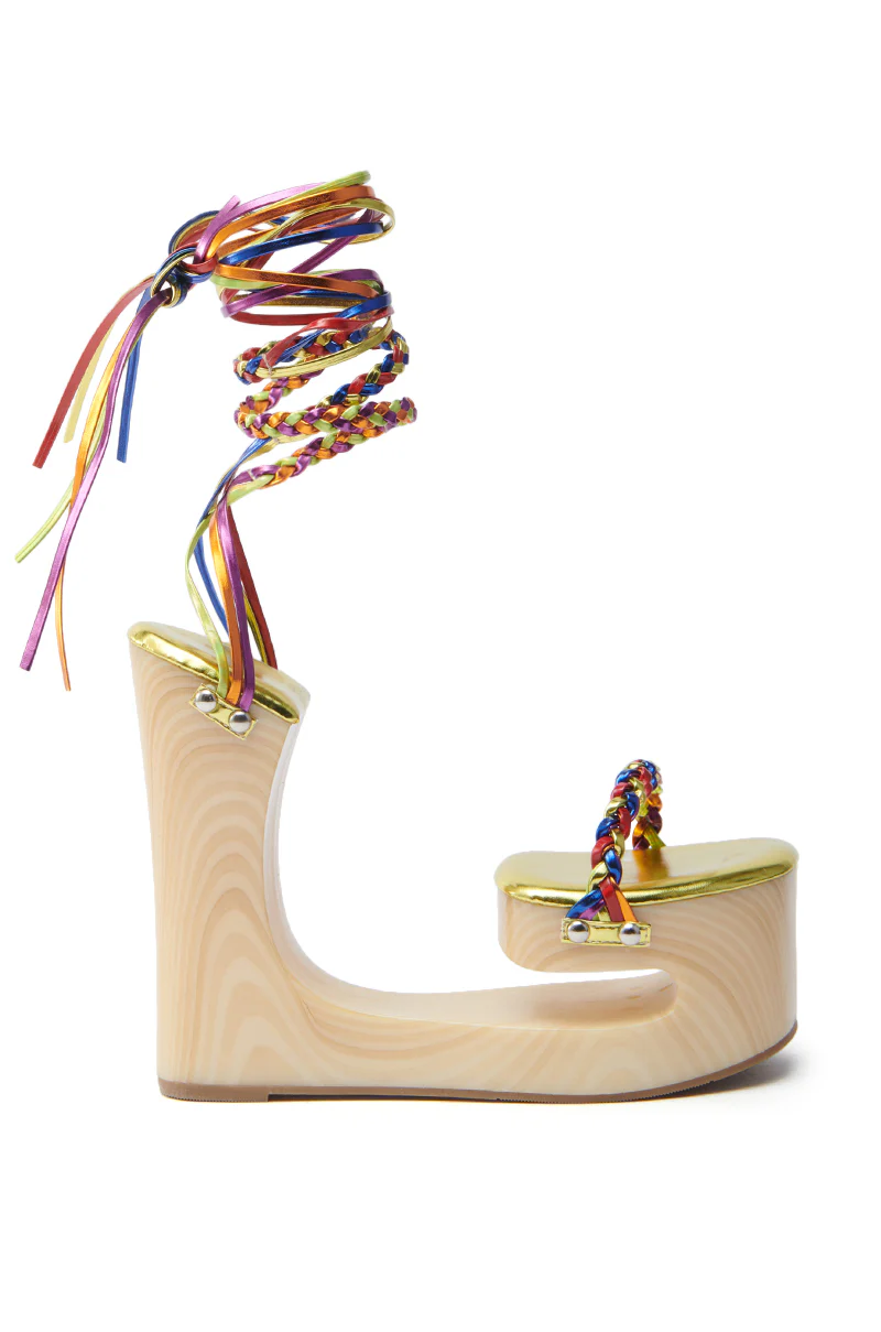 AZALEA WANG FANTASA RAINBOW STRAPPY WEDGE SANDAL - Image 3