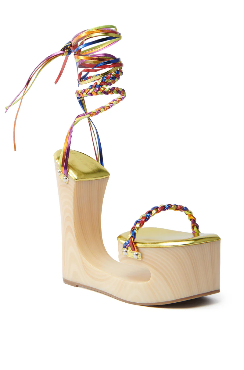 AZALEA WANG FANTASA RAINBOW STRAPPY WEDGE SANDAL - Image 4