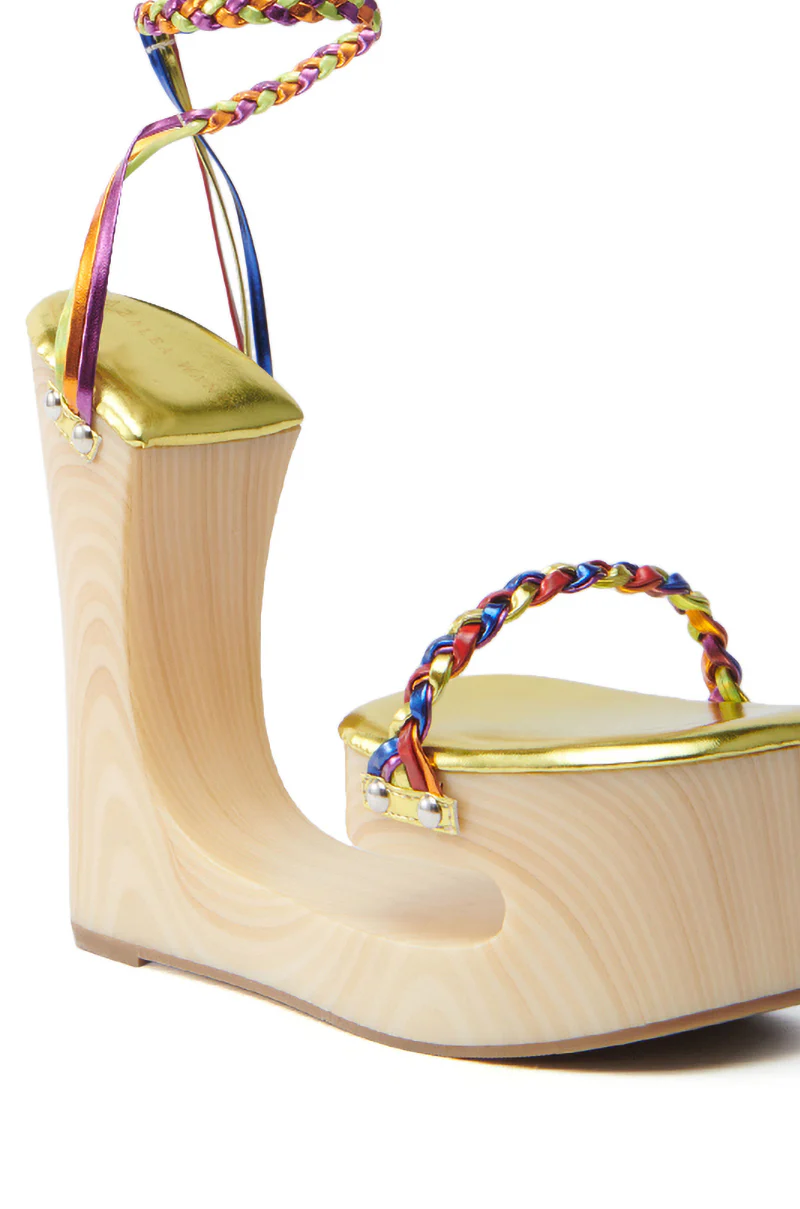AZALEA WANG FANTASA RAINBOW STRAPPY WEDGE SANDAL - Image 6